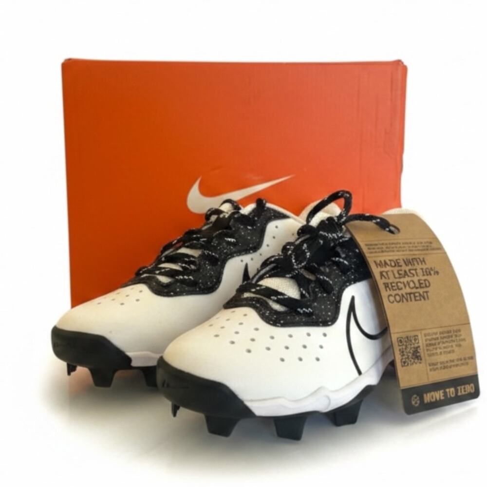 Nike Alpha Huarache 4 Keystone Baseball Cleats Boys Size 11C White Black NWT